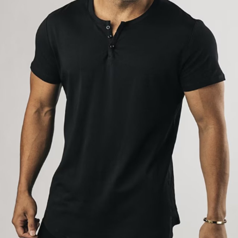 Alphalete LUX Short Sleeve Henley - Black